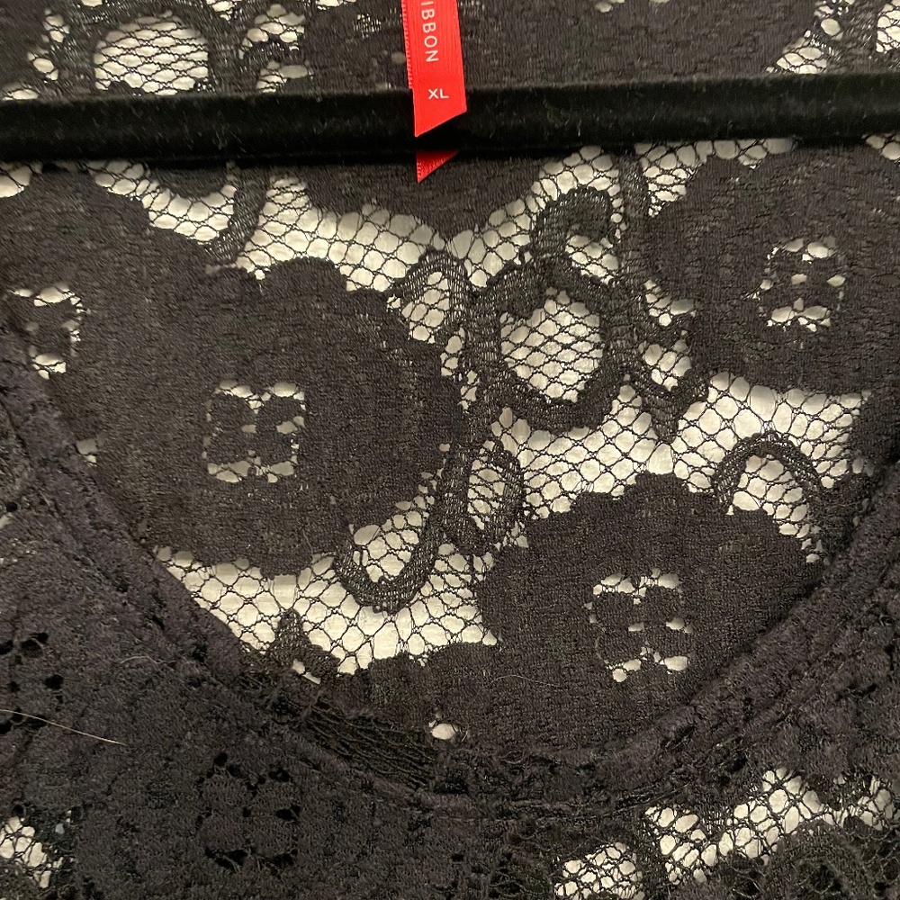 Ruby Ribbon long sleeve lace black blouse